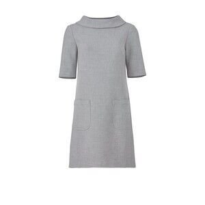 Trina Turk Maleko Dress Gray Peter Pan Collar Shift Size 6